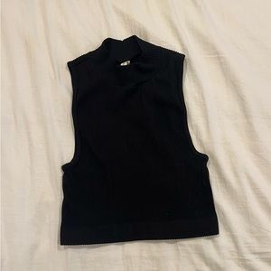 Babaton Mock Neck Ribbed Tank Top, size XS